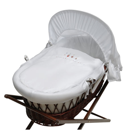 Baroo ABC Moses Basket White on Dark Wicker