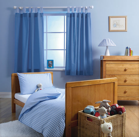 Baroo Blue Gingham Cotbed Duvet Cover And Pillow Case Set