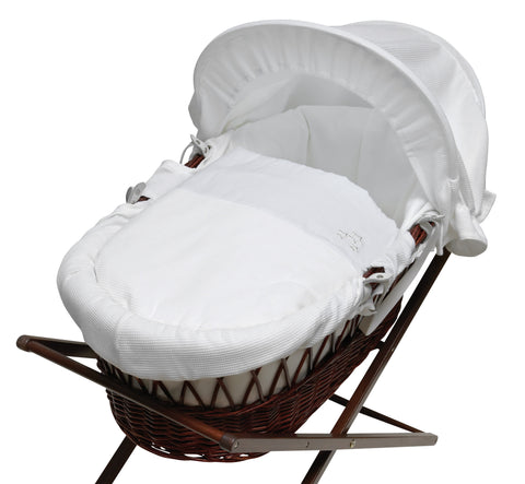 Baroo My Little Stars Moses Basket White on Dark Wicker