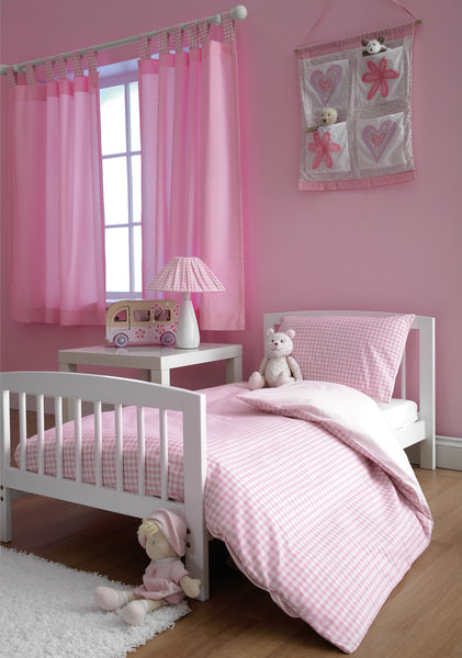 Baroo Pink Gingham Cotbed Duvet Cover And Pillow Case Set
