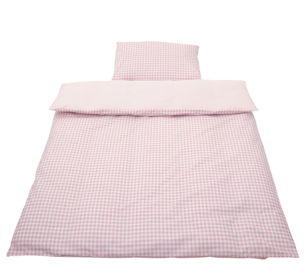 Baroo Pink Gingham Cotbed Duvet Cover And Pillow Case Set