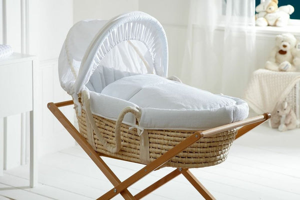 Baroo White Waffle Moses Basket